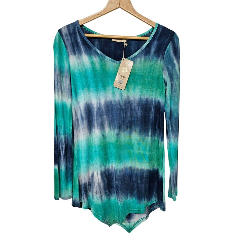 Timeson Tunic Top Shirt Size L Tie Dye Asymmetric Blouse Fairy Lagenlook